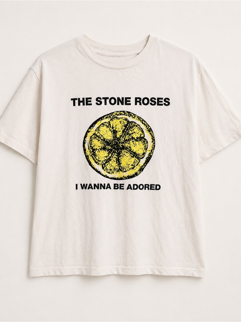 H&M Off-White The Stone Roses Graphic Tee with Yellow Lemon Print